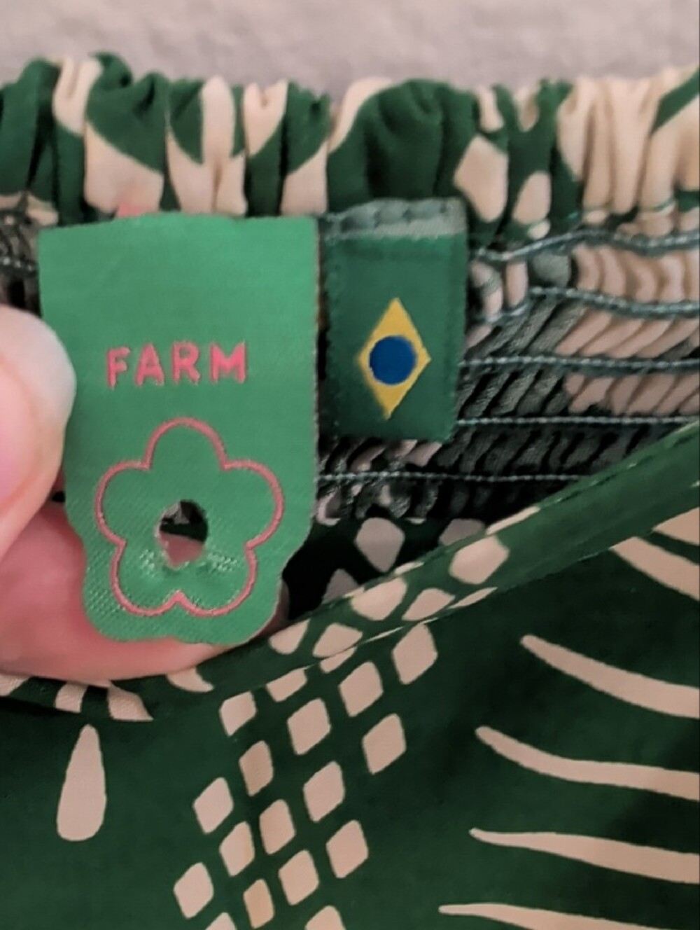 FARM Rio Green and Cream Tropical Dress with Spaghetti Straps - Picture 2 of 6